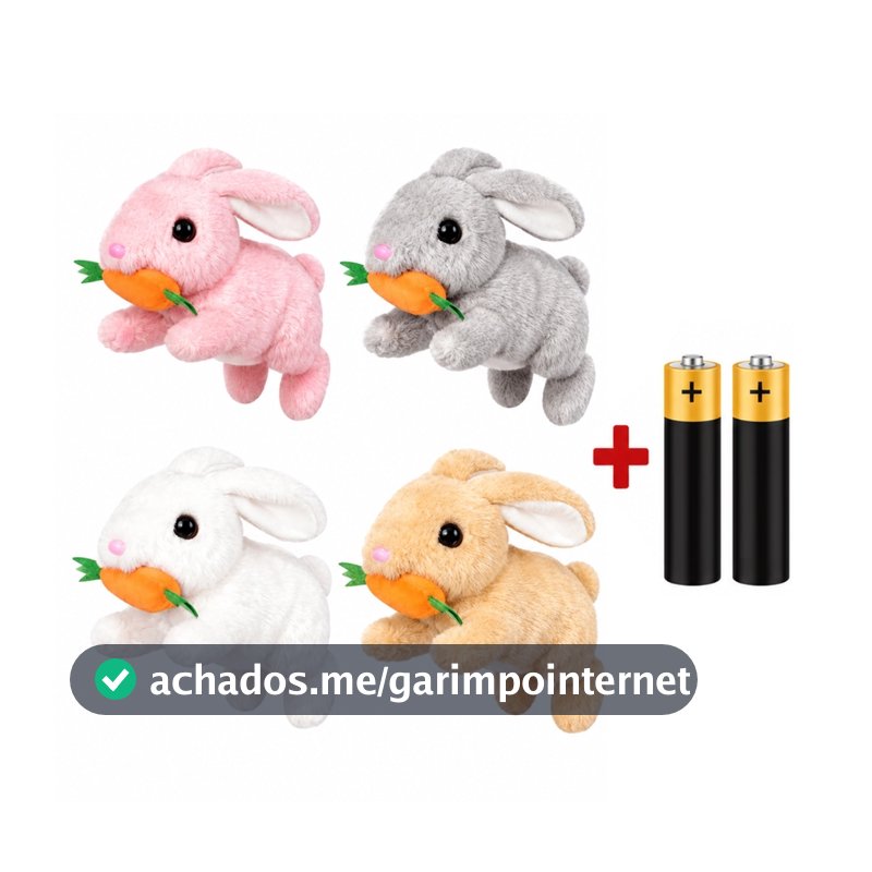 Brinquedo De Pelúcia Coelhinho Elétrico com  MUSICAL Infantil Caminhar e Pular coelho da Páscoa  Coelho  Emite Luz