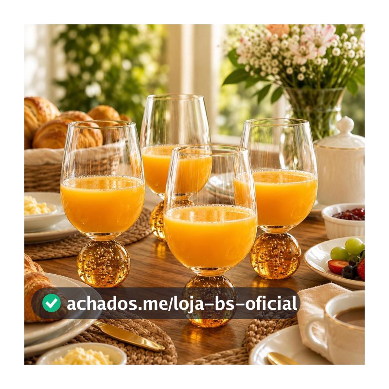 Jogo Taças de Vidro com base esfera Luxo Drink vinho champanhe