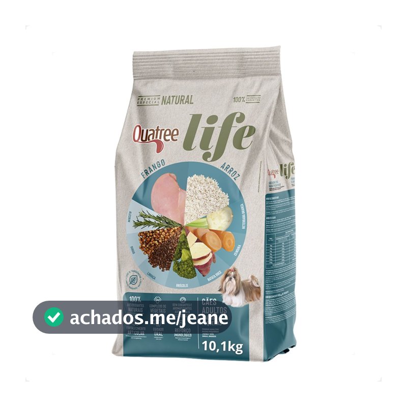 Ração Quatree Life Adultos Raças Pequenas Frango e Arroz - 10,1Kg