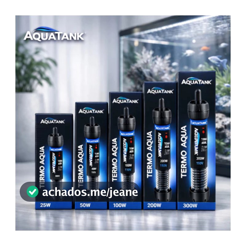 Aquecedor Com Termostato Submersível Aquatank Termo Aqua Para Aquários 25w 50w 100w 200w 300w