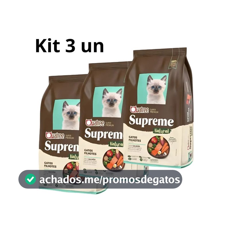 Kit Quatree Supreme  Gatos Filhotes Salmão 1 kg. - 3 Pacotes