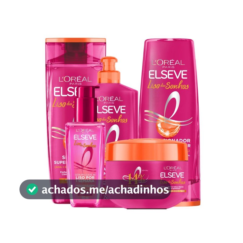 Kit Elseve Liso Dos Sonhos AHA + Queratina Vegetal (5 produtos)