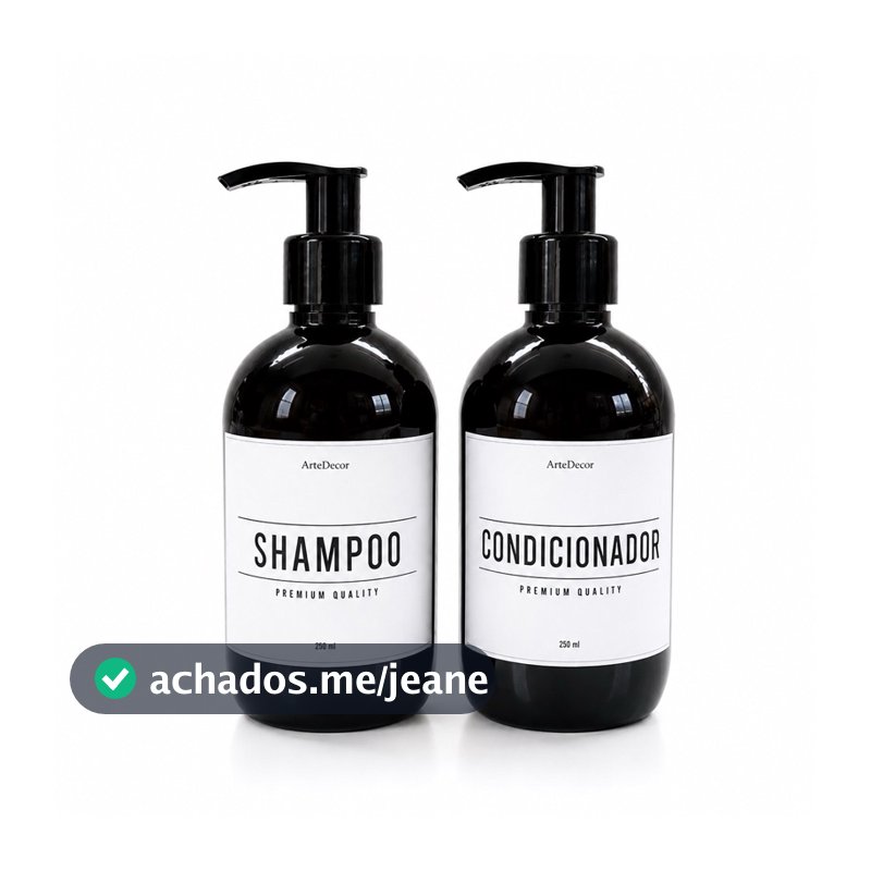 Kit 2 Frascos PET 250ml com Válvula Pump – Shampoo e Condicionador