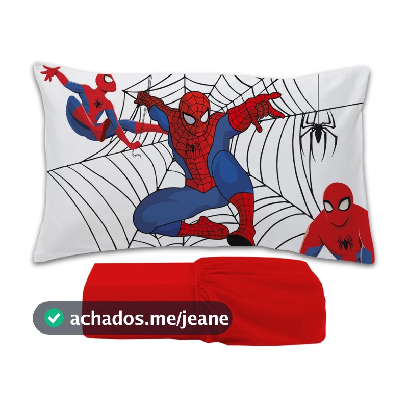 Jogo De Lençol 2 peças Infantil Temático De Personagens - Homem Aranha (Fundo Branco)