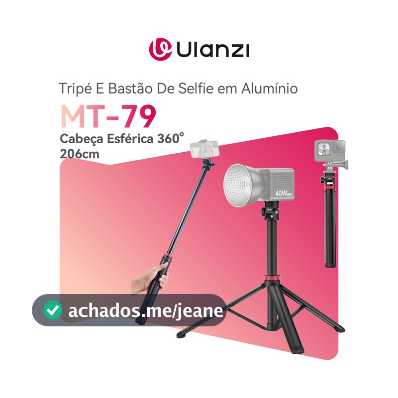 ULANZI MT-79 Tripé Extensível em Alumínio, 206cm com Cabeça Esférica 360° e Rosca 1/4"