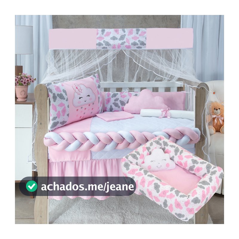 Kit de Berço Americano  Completo Com Ninho Redutor Menina e Menino 12 Peças