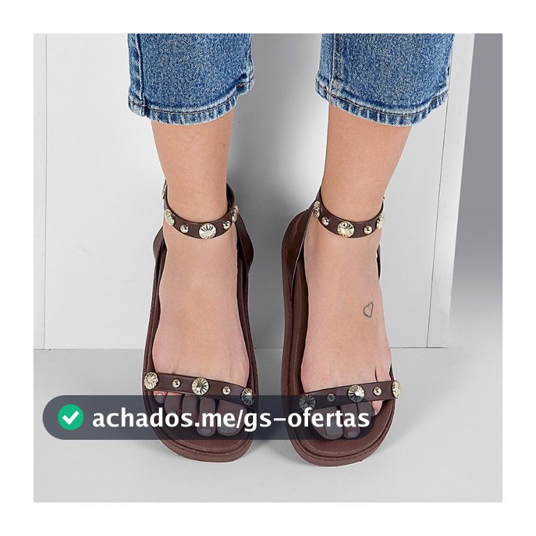 Sandalia Papete Feminina Flat Flatform Tacha Enfeite Aplique Metal Tendencia Confort
