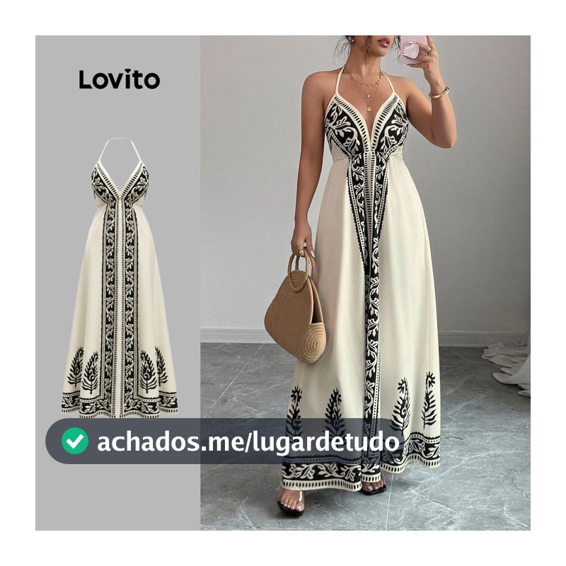 (NEW) Lovito Vestido Férias sem costas vestido primavera/verão para mulheres LK3LD389