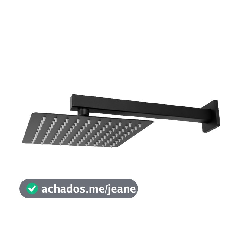 Chuveiro Ducha Inox Área Externa ou Interna 20x20 Preto Black Banheiro