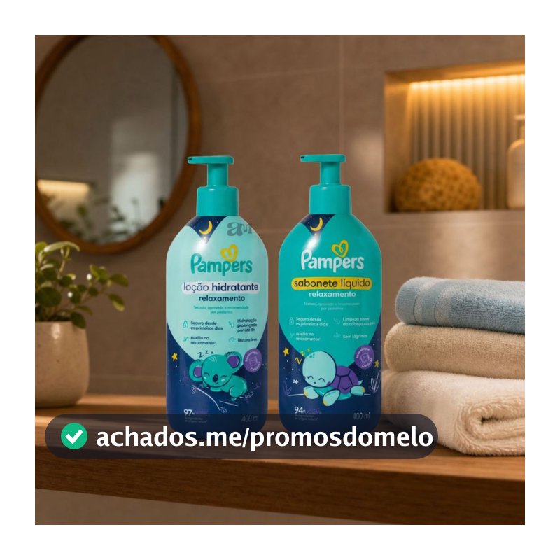 Kit Pampers Ritual Sono Loção Hidratante e Sabonete 400ml Relaxante Bebê