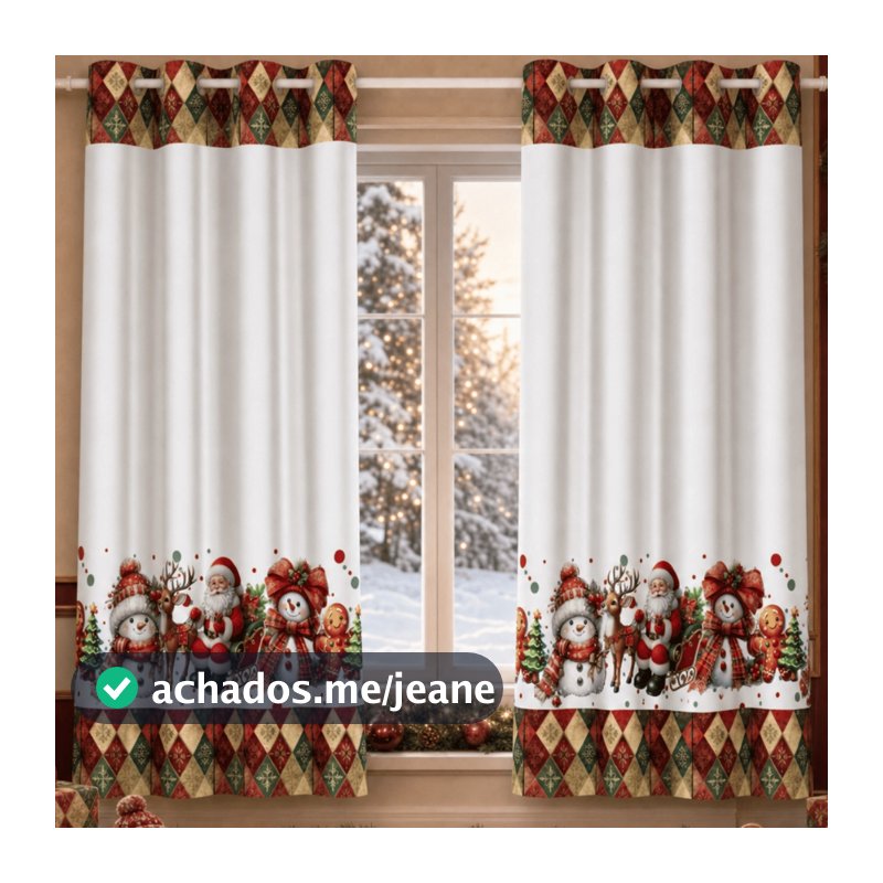Cortina 2,00x1,50 Sala, Quarto, Cozinha, Janela Natal (DECORAÇÃO NATALINA)