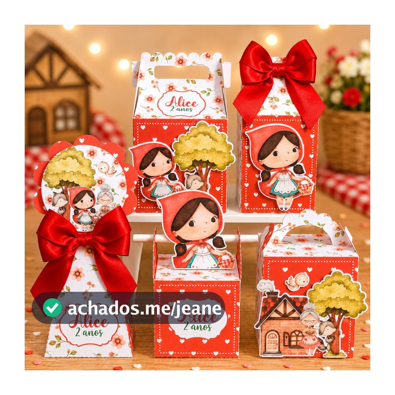 Kit Festa Chapeuzinho Vermelho Personalizado Pegue e Monte Lembrancinhas Festa Infantil