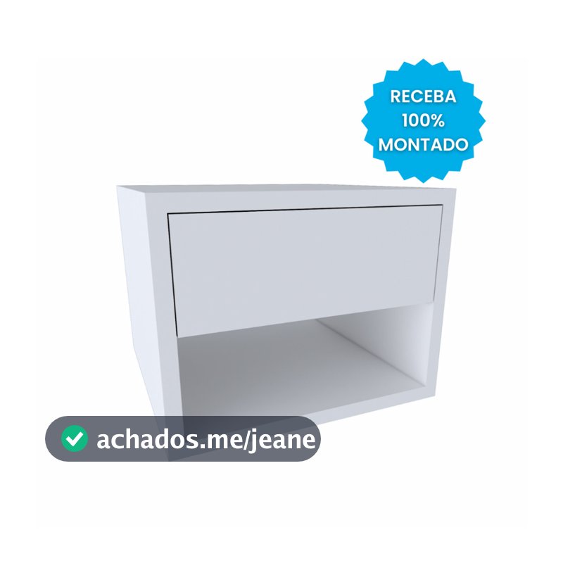 Mesa de Cabeceira Com Nicho e Gaveta Criado Mudo Branco Para Quarto