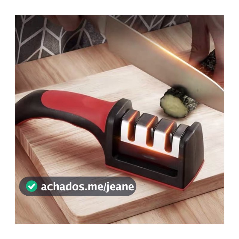Amolador Afiador De Facas Em Aço Inox Com 3 Afiadores