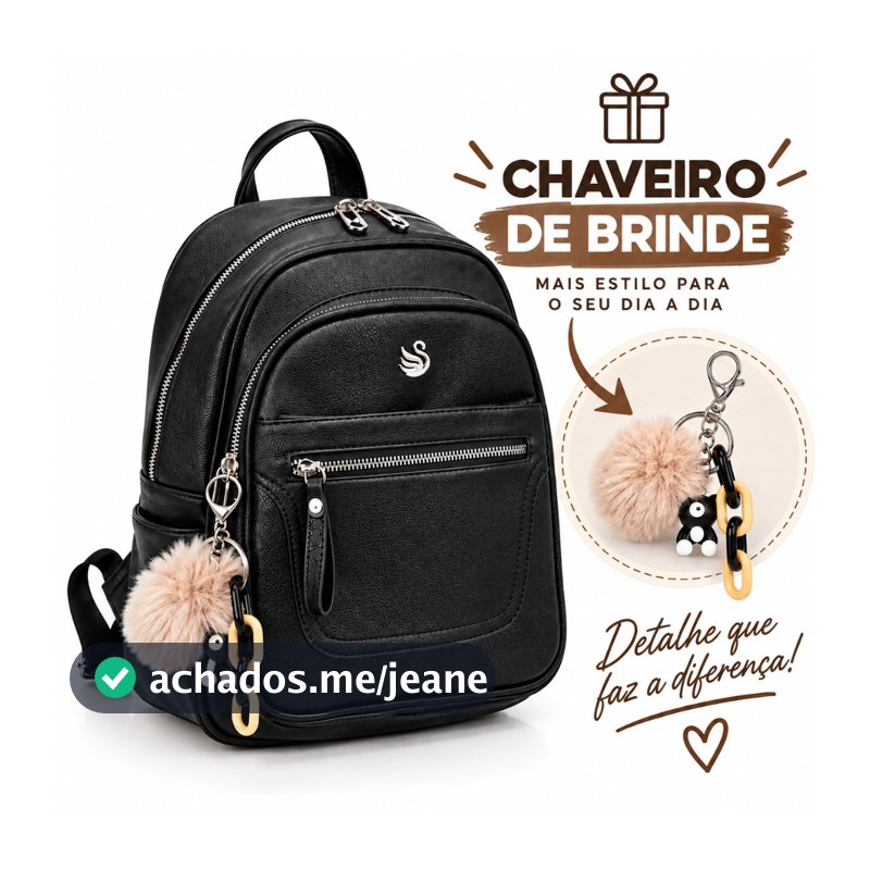 Bolsa Mochila Feminina Pequena Couro Pompom Com Divisoes Social Fashion Para Mulheres Adolescentes Lançamento