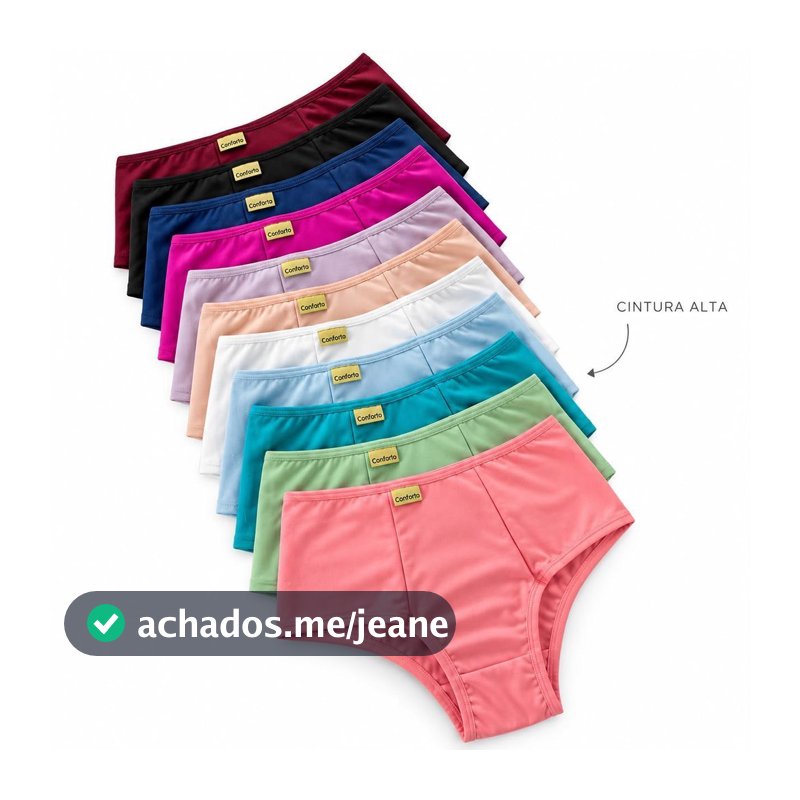 Kit Calcinhas Pala Dupla Cintura Alta Segura Barriga July Conforto Premium