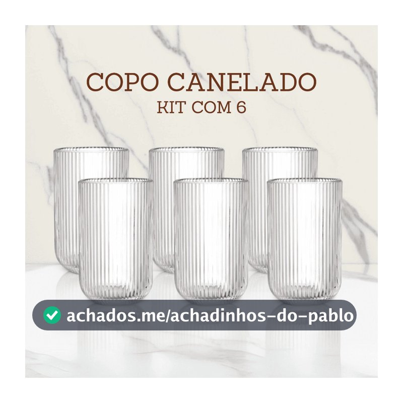 Jogo De Copos 6 Peças De Vidro Cameratta Canelado 420ml Suco Agua