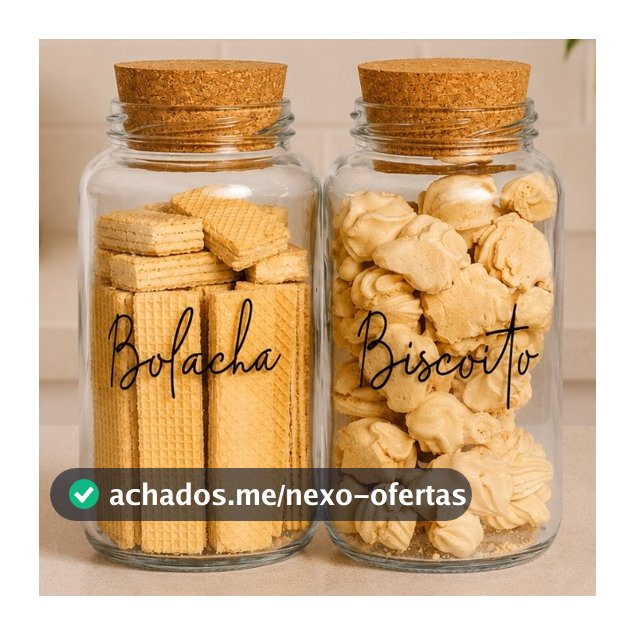 2 Potes de Vidro Biscoito + Bolacha 830 ml