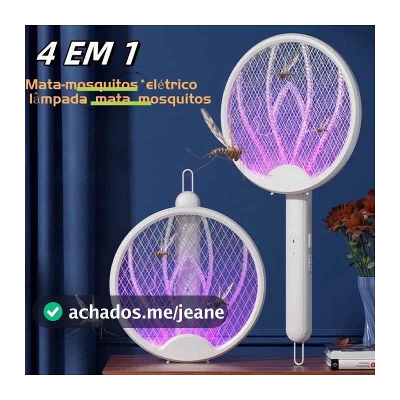 Raquete Mata Mosquito Elétrica Com Luz Atrai Mosquito Recarregavel USB Envio Imediato