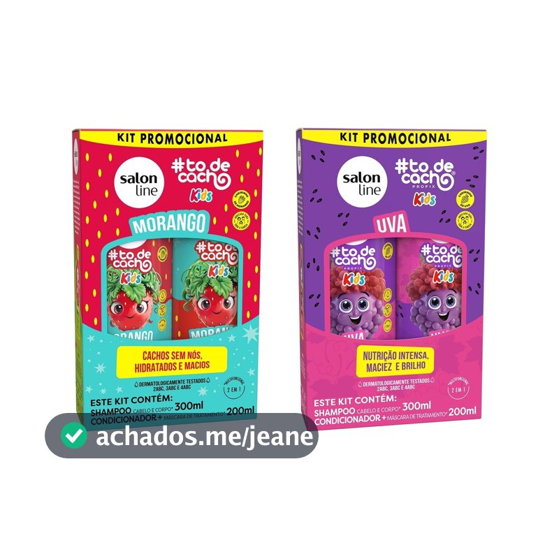 Kit Shampoo e Condicionador Morango e Uva #todecacho Kids
