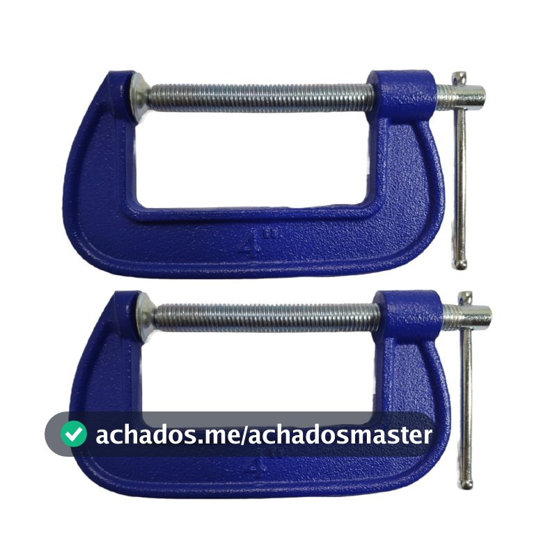 Kit 2 Grampo Sargento Tipo C 4 Pol Leve Em Ferro Reforçado