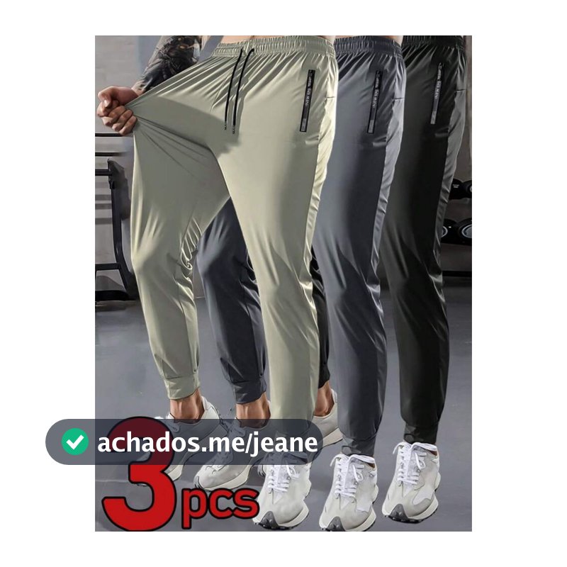 (KIT 3 -1 ) Calça Masculina Super Leve | Secagem Rápida | Toque Gelado | Alta Elasticidade