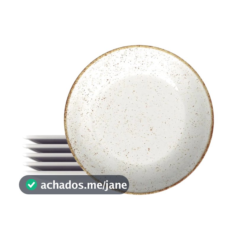 Kit 6 Pratos Porcelana Fundo Tramontina Rustico Decorado 22cm P/ Sopa Caldo