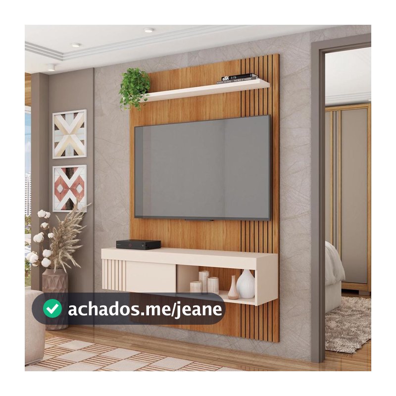 Painel Para TV Até 45 Polegadas Moon Caemmun Freijó Off White