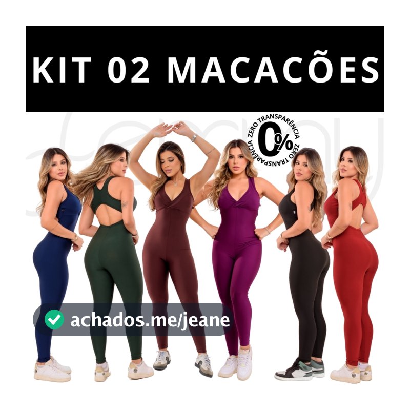 KIT 2 Macacão Longo Legg  Fitness Academia (BOJO REMOVÍVEL) ZERO TRANSPARENCIA