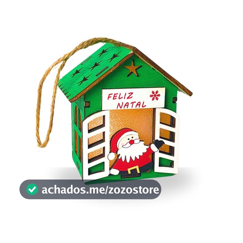 Enfeite de Natal Casinha de Natal Iluminada Papai Noel