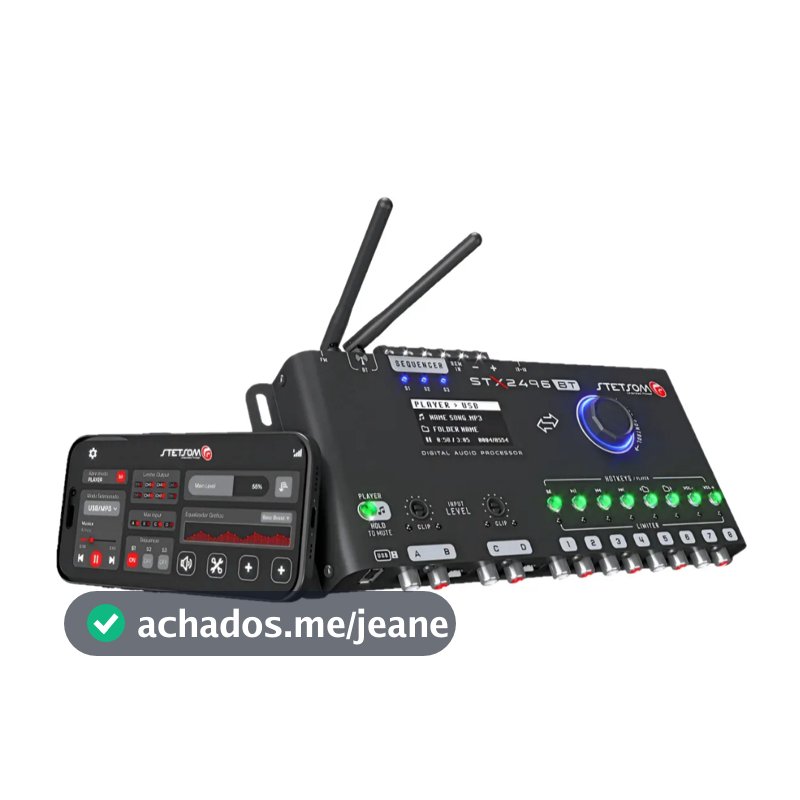 Processador Automotivo Stetsom STX 2496 BT DSP 8 Canais Bluetooth Controle de Ganho Crossover EQ