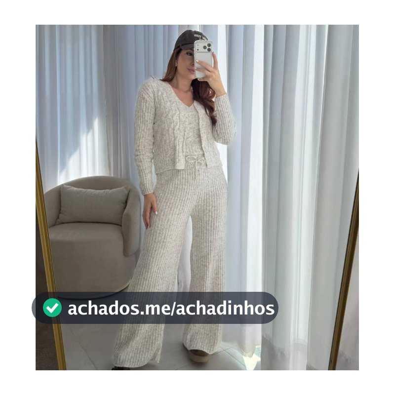 Conjunto Trijunto Feminino Inverno Tricot Mousse 3 Peças Elegante Mousse Premiun