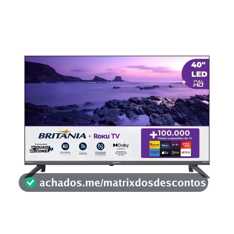 Smart TV 40” Britânia B40CRA Full HD Wi-Fi HDMI USB Conversor Digital