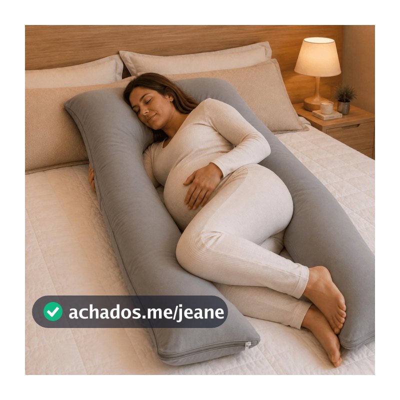 Travesseiro Gestante Micropercal 200 fios Extra Macio Com Fronha Ziper Premium