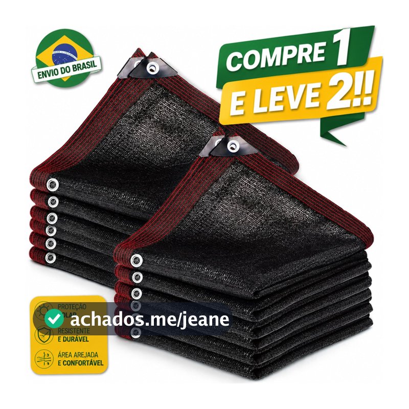 〔Compre 1 e Leve 2〕Malha de Sombra Tela Sombrite Preta | Pergolado Horta Varanda Garagem Proteção UV