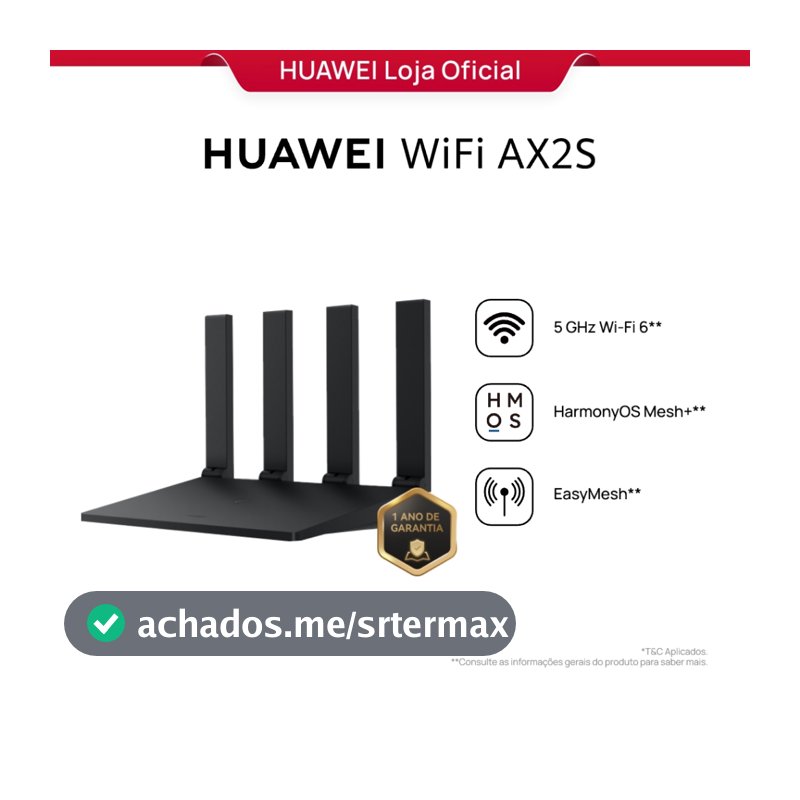 HUAWEI WiFi AX2S | Roteador | WS7000 V2 |  Dual Band | 4 Antenas | 5 GHz Wi-Fi 6