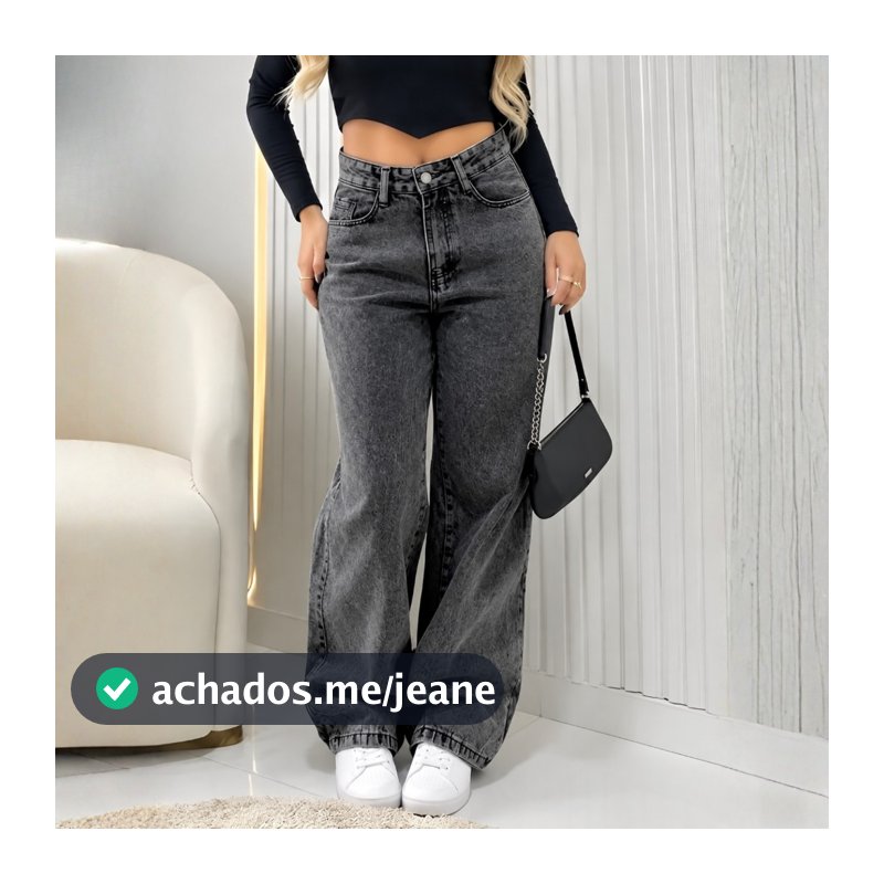 Calça Jeans Feminina Wide Leg Premium Cintura Alta 100% Algodão