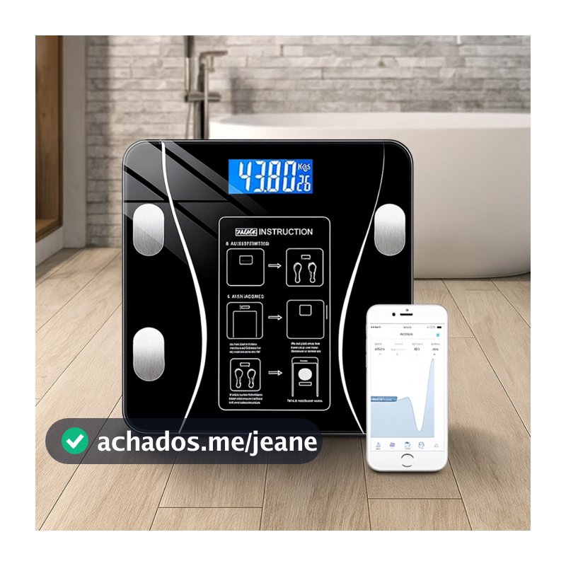 Balança de Banheiro Inteligente Bioimpedância Digital 180kgs