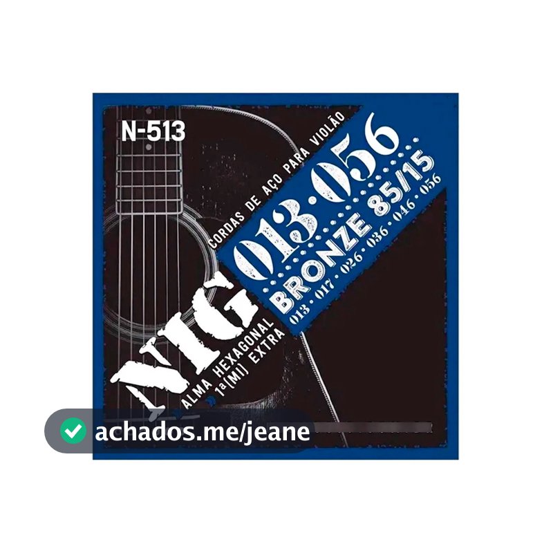 Encordoamento Nig Cordas 013 P/ Violão Aço Bronze 85/15 - N513