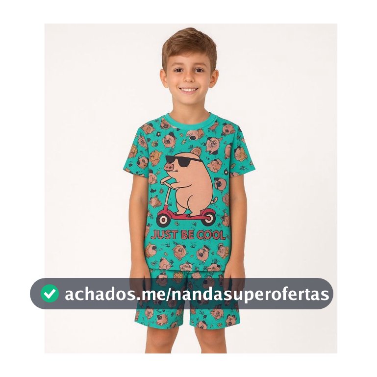 Pijama Infantil Masculino Verão Capivara Patinete