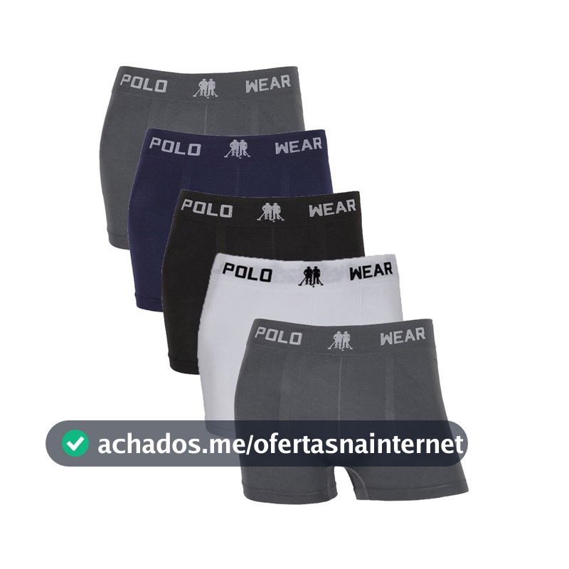 Kit 5 Cuecas Box Microfibra Lisa Sem Costura Polo Wear