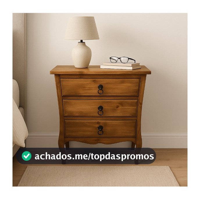 Criado Rústico 3 Gavetas Madeira Pinus Puxador Metal Decoração Casa Mesa De Cabeceira De Cama
