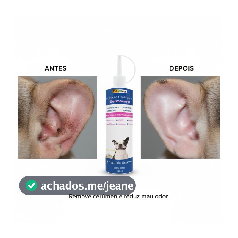 Limpa Ouvido Cães e Gatos - Solução otológica para  limpeza auricular remoção de Cerúmen Sujeiras e mau Odor
