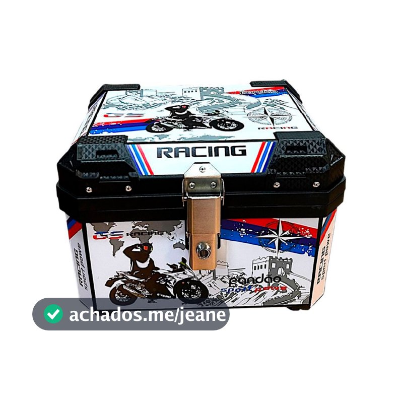 Baú Bauleto para Moto 45 litros Universal Base Kit Fixação Completo Trava Anti Furto