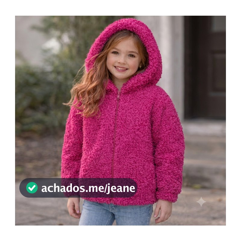 Casaco Teddy Infantil Feminino com Capuz -Jaqueta Inverno Quentinha - Blusa Tecido sherpa  -CONFIRA A TABELA DE MEDIDAS