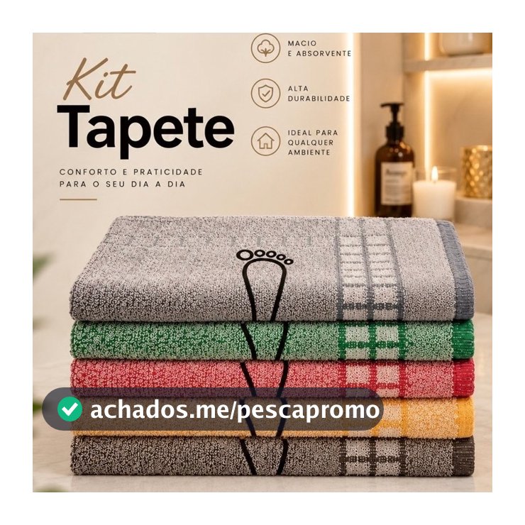 Kit 3 ou 6 Tapete De Banheiro 45x70cm Pezinho Piso Luxo Atoalhado 100% Algodão Premium