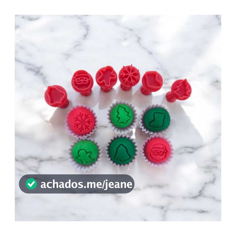 Natal Mágico Carimbos para Brigadeiro e Doces  Festa Natalina| Kit 6 peças | Papai Noel, Árvore, floco de neve | 3x2cm