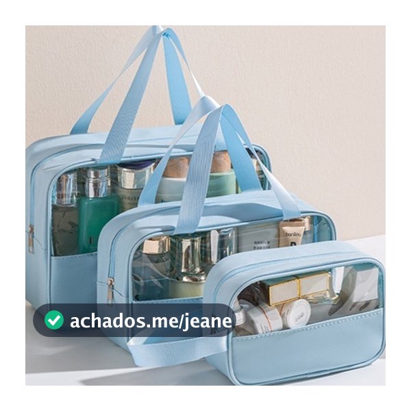 Kit 3 Bolsas Organizadoras e Nécessaire de Banho, para Uso Doméstico, Viagem, Academia, Banho e Maquiagem, Resistente à