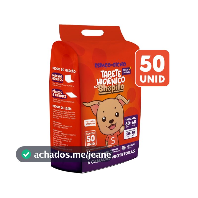Tapete Higienico Espaço De Bicho Shopito Oficial 50 Unidades Envio Imediato
