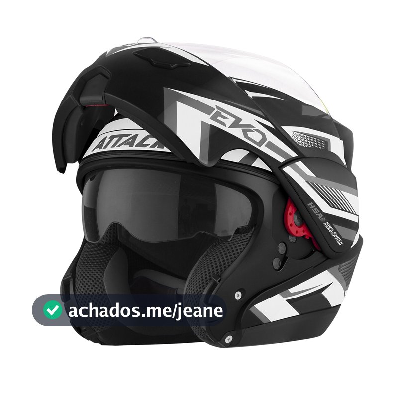 Capacete Escamoteavel Pro Tork Attack Evo Brilhante Fechado Viseira Interna Fumê Articulado